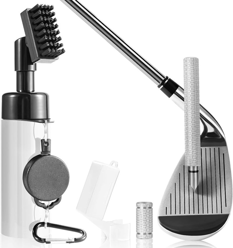 Wynaura Pro Golf Club Cleaner Brush with Golf Groove Sharpener Tool Suitable for U & V-Grooves 8 Inches Golf Water Brush with Retractable Clip Hold 5oz of Water Perfect Golf Accessories for Men/Women - Image 1